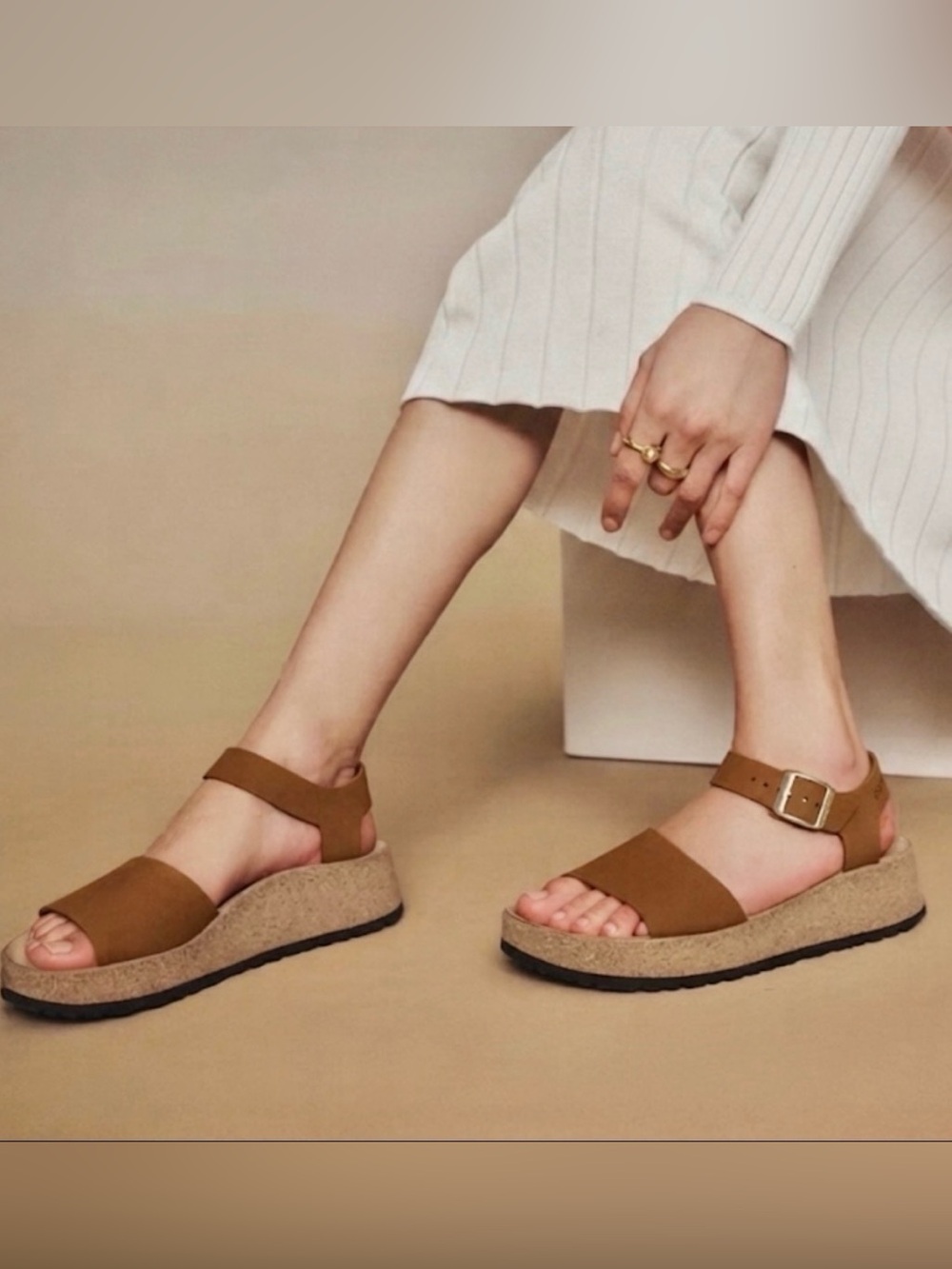 Papillo by Birkenstock women’s Glenda Wedge Nubuck leather sandals  shoes 8/ 8.5